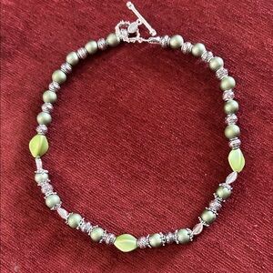 SOLD!!! Chic Vintage Olive Beaded Necklace 18”